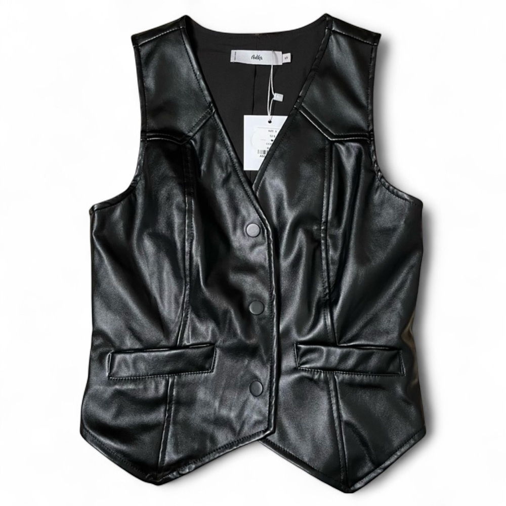 Adika snap front pleather biker vest